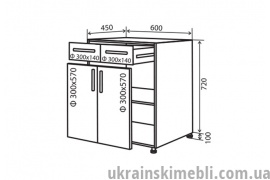 Н26 Тумба 2Ш2Д 60 (Кухня Кредо)