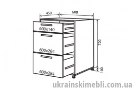 Н28 Тумба 3Ш 60 (Кухня Bravo)