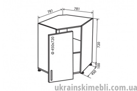 Н34 Тумба кутова мийка (Кухня Flat)