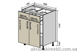 Н26 Тумба 2Ш2Д 60 (Кухня RioLine)